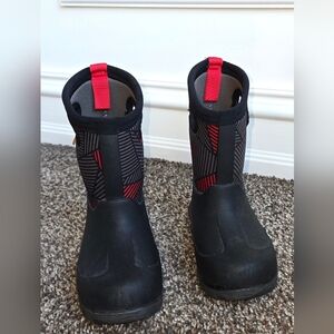Bogs Black and Red Kids Waterproof Boots